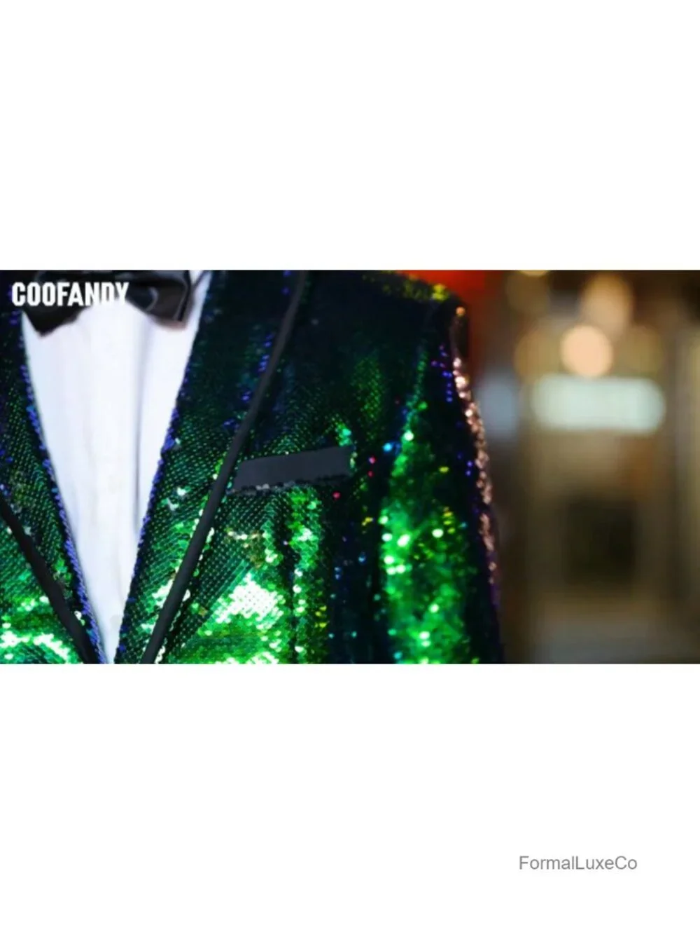 Sequin Tuxedo Jacket for Men Wedding Prom Party One Button Shawl Collar